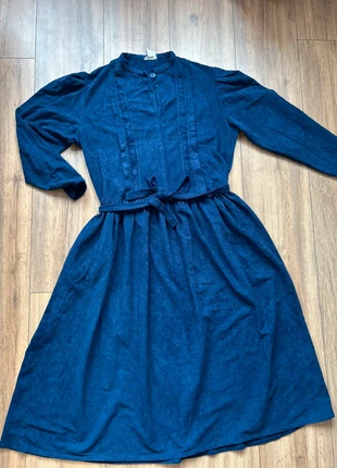 Y2K 80's-90's Vintage Navy Blue Midi Dress with Belt & Button Detail S 14 XL, brand: Ideal, condition: Very good, size: XL / UK 20-22, £23.00, £24.85 includes Buyer Protection