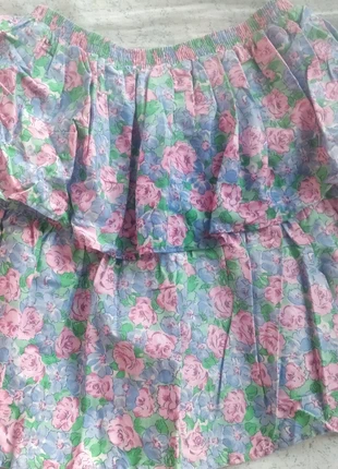 Jupe volant rétro fleurie vert bleu rose Vintage années 80, marque: Vintage Girl, état: Très bon état, taille: 7 ans / 122 cm, 7,50 €, 8,58 € Protection acheteurs incluse