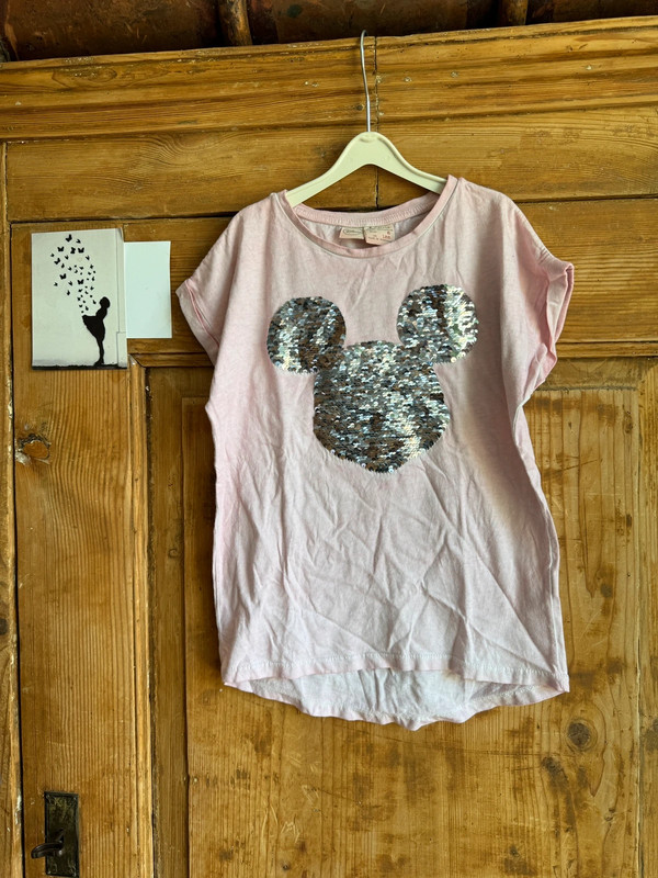 T-Shirt von Zara girls mit Mickey Mouse und Pailletten 2