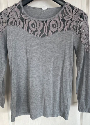 Pull fin gris avec dentelle ajourée – Taille 42, estado: Muy bueno, tamaño: XL / 42 / 14, 3,00 €, 3,85 € Protección al comprador incluida