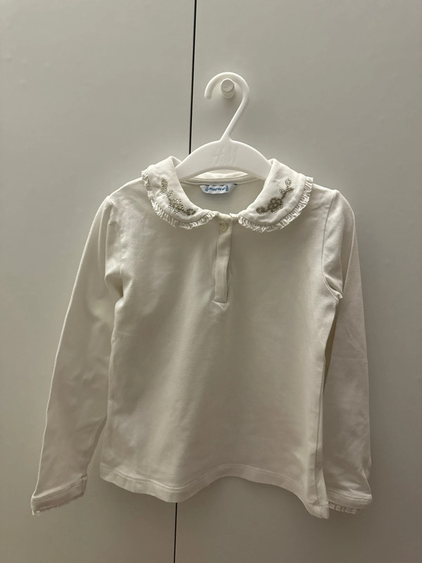 Cream White long- sleeve shirt 1