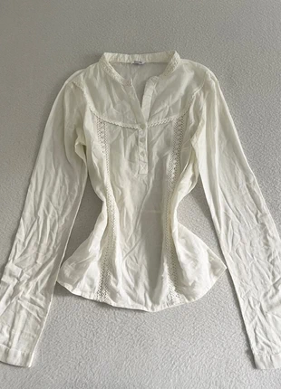 Top chemisier blouse léger blanc coton style bohème chic vintage 90's coquette, marque: COQUETTE, état: Très bon état, taille: S / 36 / 8, 15,00 €, 16,45 € Protection acheteurs (Pro) incluse