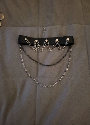 Chain and Faux Leather Necklace, brand: gothic, condition: Very good, £2.00, £2.80 includes Buyer Protection