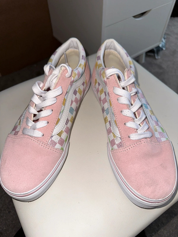 Vans old clearance skool pink checkered