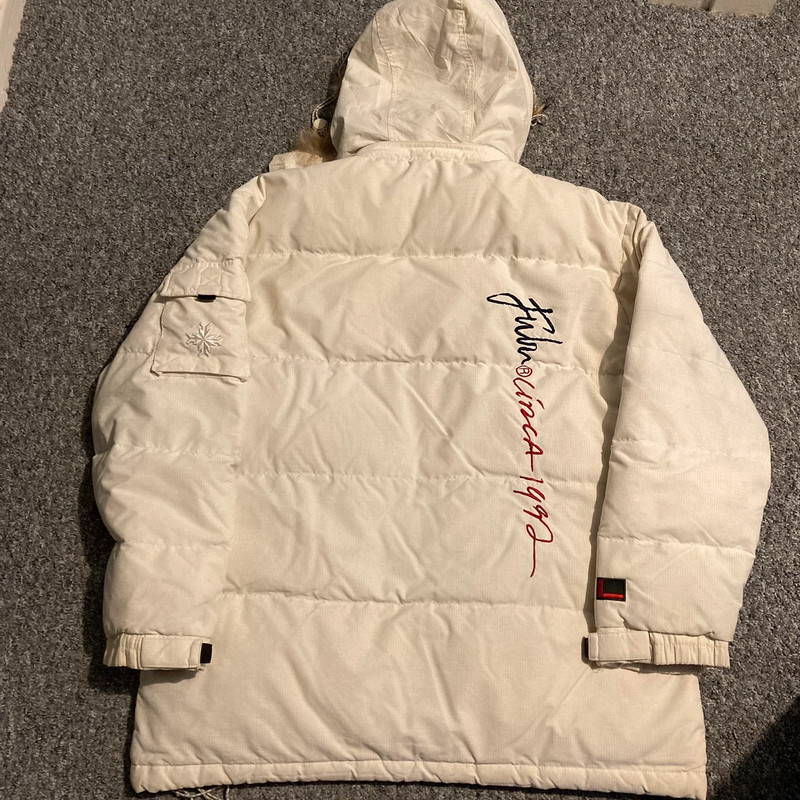 Vintage FUBU Puffer Jacket 1990s Goose Down Hooded Cream Men s Large Vinted