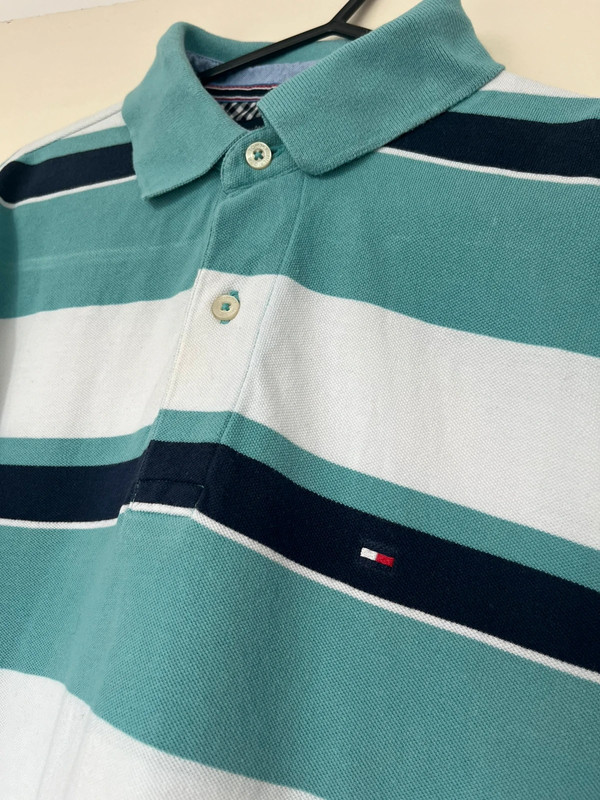 Polo Tommy Hilfiger Vintage Taille S Turquoise Blanc 2
