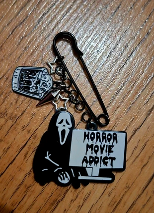 Ghostface Scream horror spooky scary safety pin brooch badge, brand: unknown, condition: New with tags, £3.00, £3.85 includes Buyer Protection