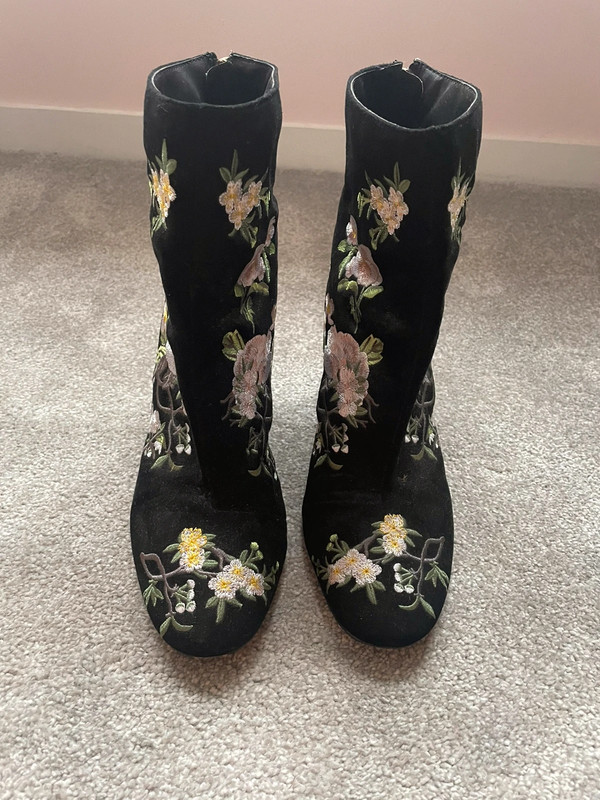 Black Floral Embroidered Miss Selfridges Ankle Boots Vinted