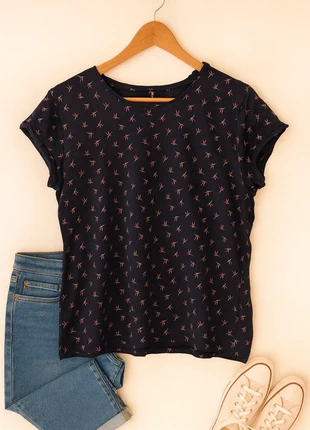 Donkerblauw T-shirt met vogelprint | Colours of the World | Maat L | Goede staat, marque: Colours of the World, état: Bon état, taille: L / 40 / 12, 2,00 €, 2,80 € Protection acheteurs incluse