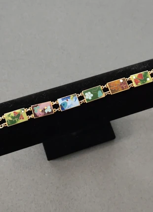 Pulsera "6 Cuadritos" vintage, esmalte, cloisonné, hecho en Taivan , staat: Heel goed, € 15,00, € 16,45 inclusief Kopersbescherming