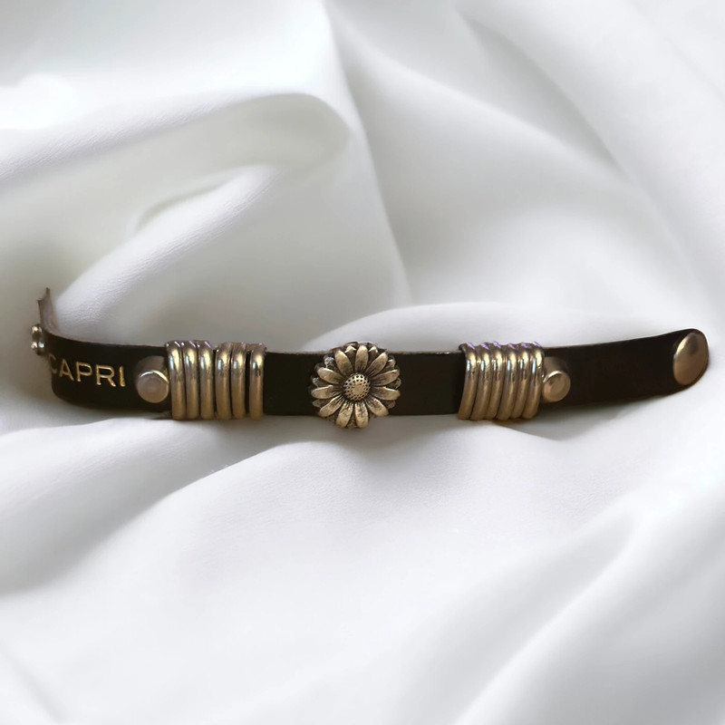 Vintage Capri Italy flower leather bracelet 3