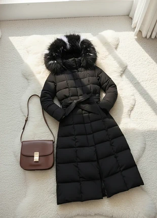 Manteau doudoune long noir élégant à capuche fourrure ceinture, marca: Noir, estado: Nuevo sin etiquetas, tamaño: L / 40 / 12, 66,00 €, 70,00 € Protección al comprador incluida