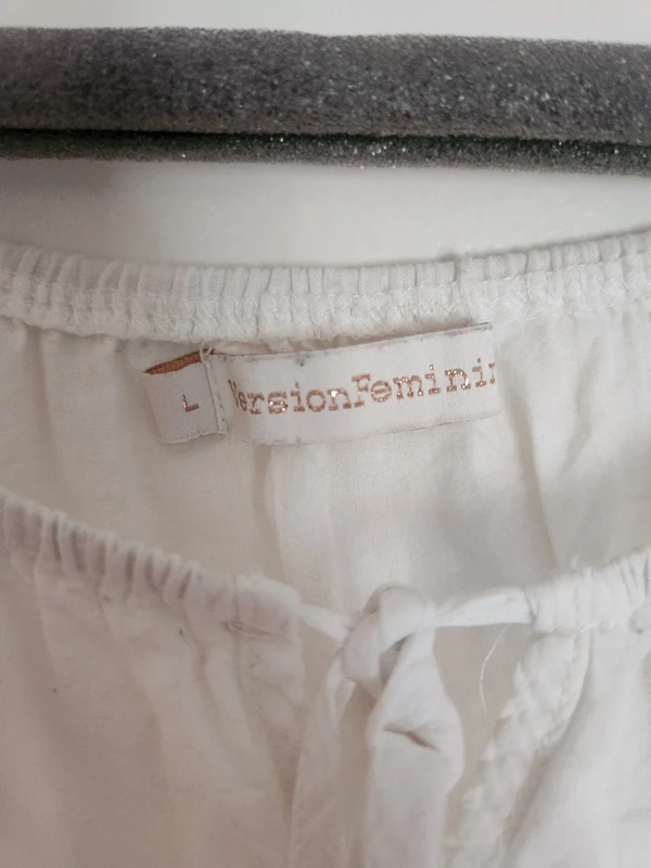 Mignonne blouse manches courtes ajourée blanche Version féminine taille L - photo numéro 4