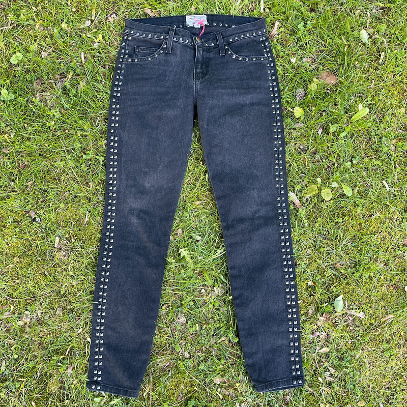 Current/Elliott Night with Studs Crop Skinny black denim jeans - size 25 3