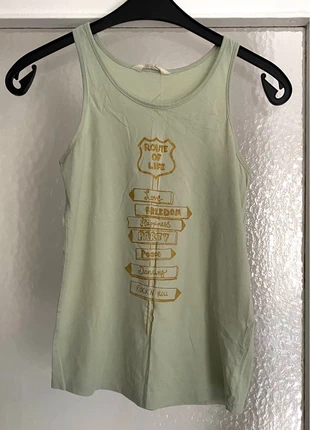Tanktop mit Aufdruck, merk: H&M, staat: Heel goed, maat: S / 36 / 8, € 3,00, € 3,85 inclusief Kopersbescherming