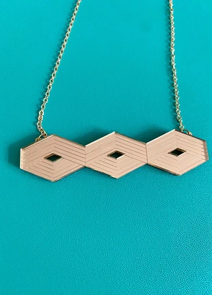 Lovely Gold Perspex geometric necklace, brand: Jules & clem, condition: Very good, £4.00, £4.90 includes Buyer Protection