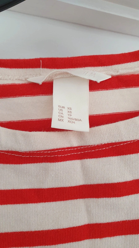 H&M Red/Cream Stripe Jersey Dress XS