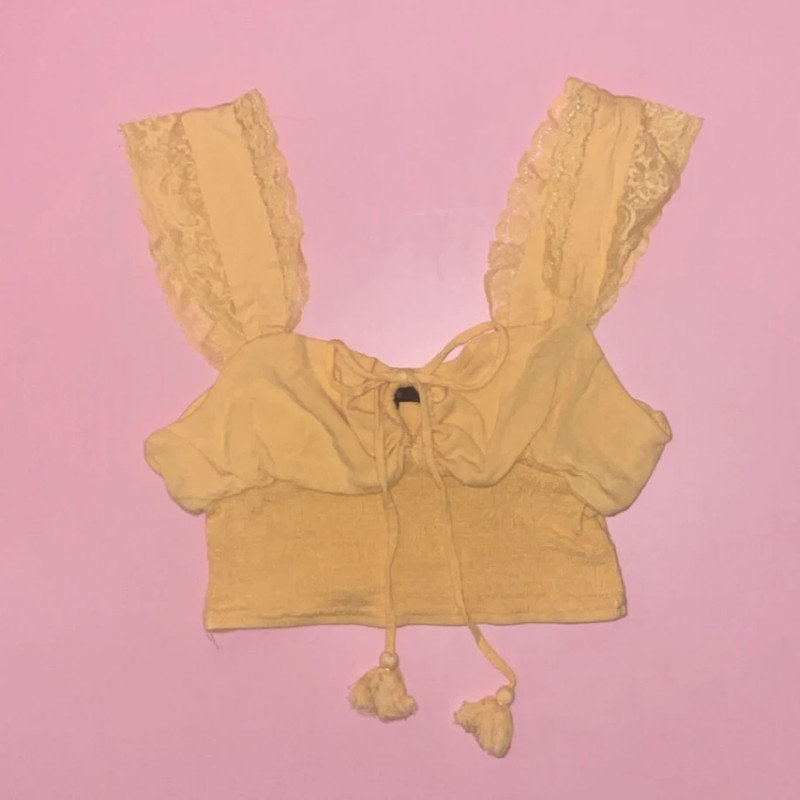 Forever21 Yellow Linen Crop Top 1