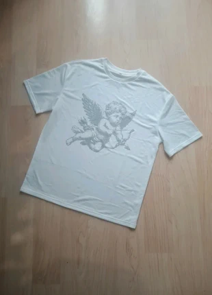 T-shirt Blanc à Motif Y2K d' Ange - Rétro Vintage Unisexe Streetwear Aesthetic 2000s Mode Tendance, brand: y2k, condition: New without tags, size: M, €20.50, €22.23 includes Buyer Protection