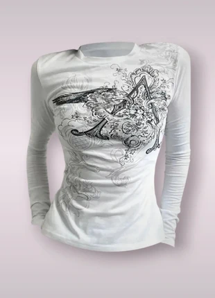 NEW!Maglia bianca donna maniche lunghe motivi gotici emo punk taglia S Y2K, zustand: Neu, größe: S / 36 / 8, 13,99 €, 15,39 € inklusive Vinted-Käuferschutz