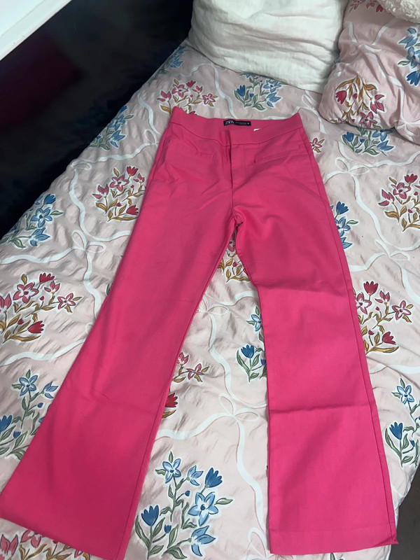 pantalones rosas campana  de zara 2