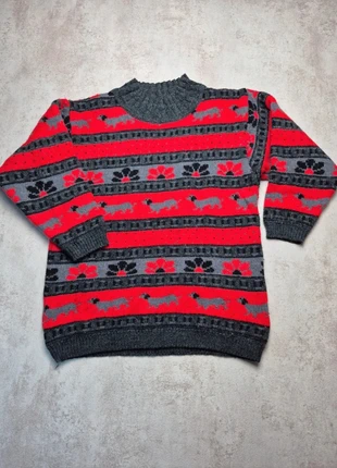 Pull vintage Marifor laine épaisse jacquard rétro rouge noir gris made in Italy L, brand: Marifor, condition: Good, size: L / 40 / 12, €19.00, €20.65 includes Buyer Protection