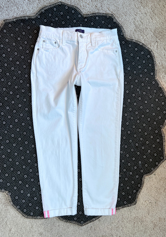 Not your Daughters NYDJ Jeans size 2 White Womens Floral embroidred Summer Pink 2