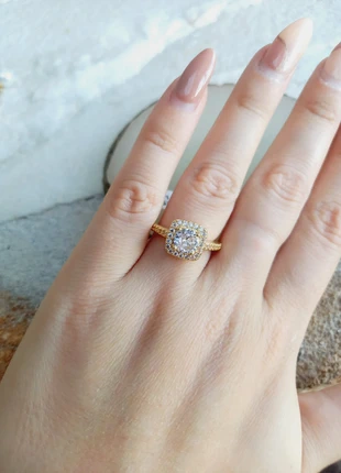 Bague de fiançailles dorée à l'or fin neuve, marca: Boutique Parisienne, estado: Muito bom, tamanho: 17,7 mm Ø / 16, €12.00, €13.30 inclui Proteção do Comprador