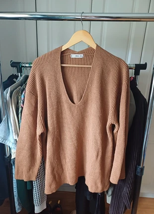 MNG Deep V-Neck Camel Knit Jumper, Size XL, brand: Mango, condition: Good, size: XL / 42 / 14, €4.00, €4.90 includes Buyer Protection