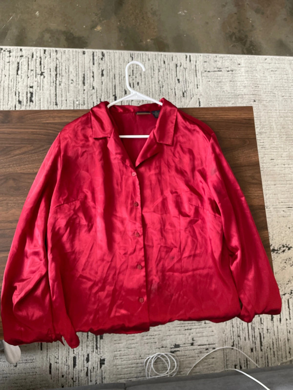 Red Satin button up 1