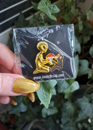 Inner Decay monkey alien mushroom pin psychedelia, brand: Inner decay, condition: New with tags, £5.00, £5.95 includes Buyer Protection