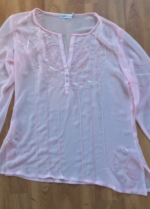 Specchio Women's Organza Lightly Transparent Blouse with Sequins - Size S, brand: Specchio, condition: New without tags, size: S / UK 8-10, £8.00, £9.10 includes Buyer Protection
