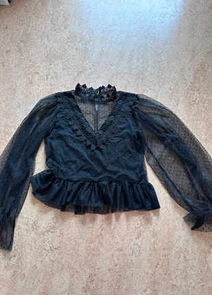 Gothic-Bluse mit transparentem Rücken, marque: Sonstiges, état: Très bon état, taille: M / 38 / 10, 10,00 €, 11,20 € Protection acheteurs incluse