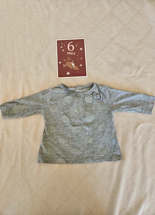 Tee-shirt gris manches longues 6 mois, marke: Kitchoun, zustand: Sehr gut, größe: 6-9 Monate / 68, 1,00 €, 1,75 € inklusive Vinted-Käuferschutz