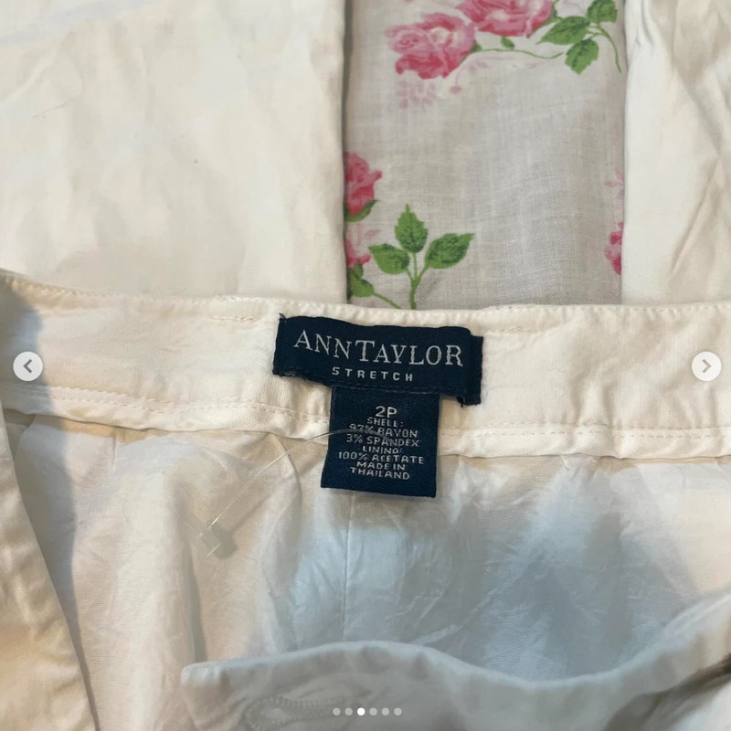 90s Ann Taylor White Mid rise bootcut linen like pants 3