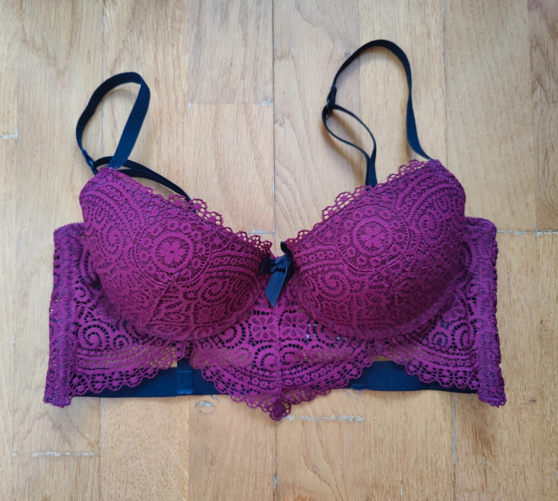 Lace push-up bustier bra - violet - Undiz