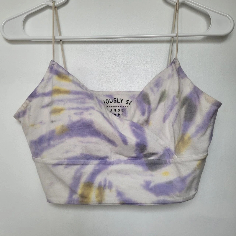 purple/yellow/white tie dye bungee cropped cami 1