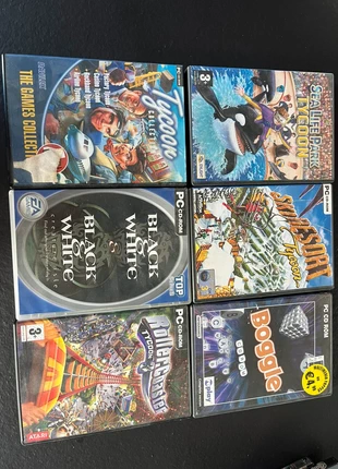 6 Spelletjes CD-Rom Black & White / Tycoon / Boggle, staat: Heel goed, € 5,00, € 5,95 inclusief Kopersbescherming