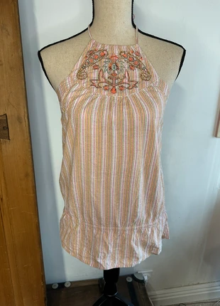 Débardeur en coton rayé broderie, sequins et dos nu, marque: Hippie Chic, état: Très bon état, taille: M / 38 / 10, 12,00 €, 13,30 € Protection acheteurs (Pro) incluse