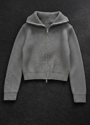 Cardigan Zippé Gris 🩶 Maille Côtelée Épaisse - Col Revers Double Zip - Taille M, merk: Vintage Dressing, staat: Heel goed, maat: M / 38 / 10, € 68,90, € 73,05 inclusief Kopersbescherming