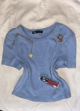 light blue coton t-shirt, marca: Zara, estado: Muy bueno, tamaño: S / 36 / 8, 2,50 €, 3,33 € Protección al comprador incluida