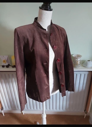 Pomodoro Chocolate Brown Suede Leather Jacket – Minimalist Vintage Style, Real Leather Outerwear, brand: Pomodoro, condition: Very good, size: M / UK 12-14, £35.00, £37.45 includes Buyer Protection