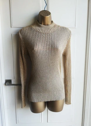 Suéter canalé de hilo dorado , staat: Heel goed, maat: Universele maat, € 10,00, € 11,20 inclusief Kopersbescherming