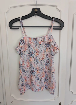 Weißes Top mit Blumenmuster – ICHI, Größe S, dünne Träger, marque: ICHI, état: Très bon état, taille: S / 36 / 8, 3,00 €, 3,85 € Protection acheteurs incluse