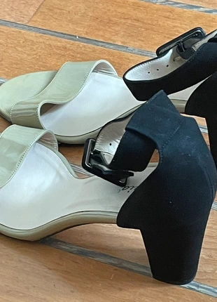 Sandales chics à talons - cuir et velours - beige et noir T44 - Neuves, estado: Novo sem etiquetas, tamanho: 44, €75.00, €79.45 inclui Proteção do Comprador