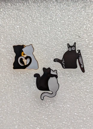 Cat Pin Badges - 3 metal enamel pin badges, condition: New without tags, £2.49, £3.31 includes Buyer Protection