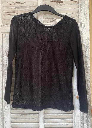 Blouse noire en dentelle transparente - Taille S, condition: Very good, size: S / 36 / 8, €2.50, €3.33 includes Buyer Protection