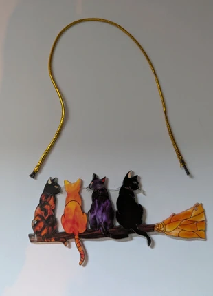Cats on a broom stick sun catcher, condition: New without tags, £2.99, £3.84 includes Buyer Protection