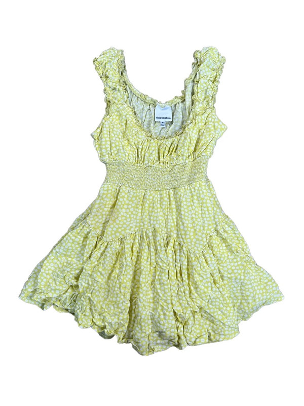 skylar + madison mini dress romper flowy milk made sun dress yellow ruffle M 1