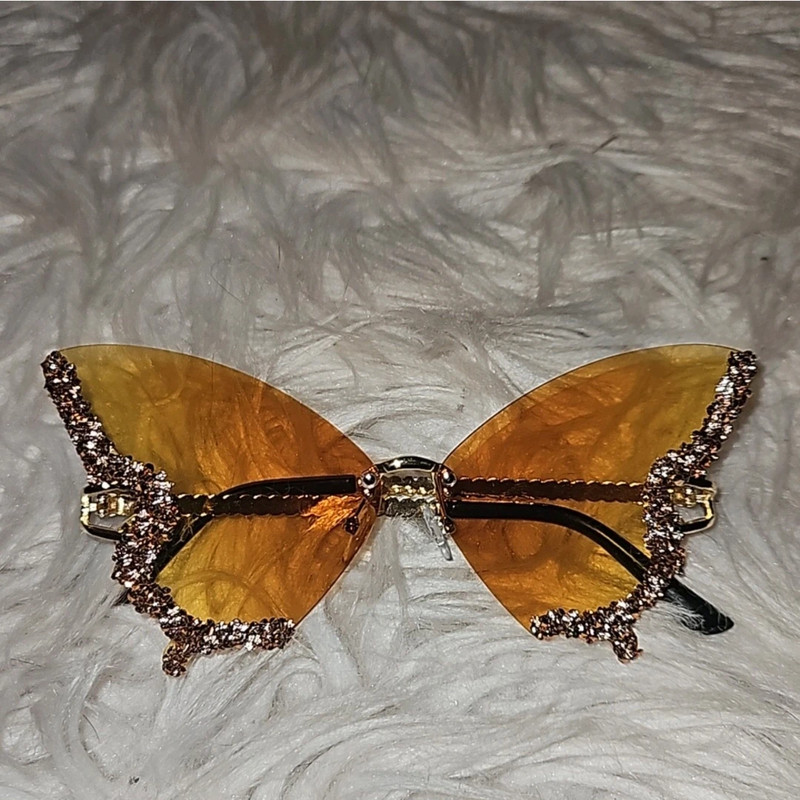 Yellow Butterfly Rhinestone Sunglasses 4